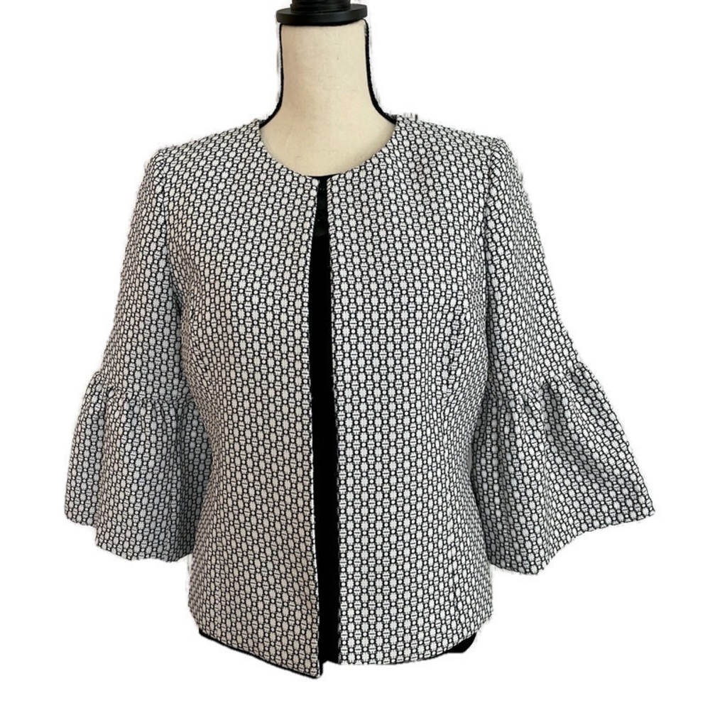 Kasper Suit Coat Open Front Bell Sleeves 10P